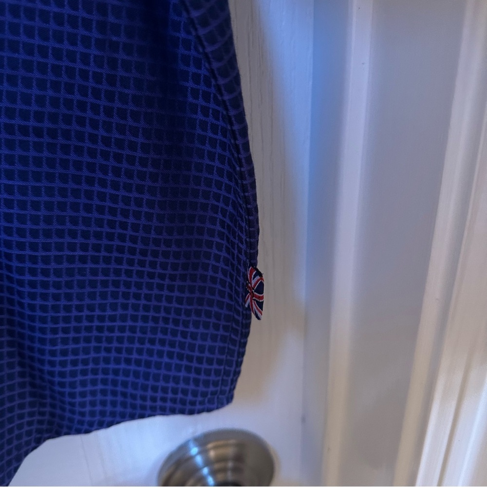 English Laundry Purple & Blue Checkered Cotton Long Sleeve Dress Shirt Sz 19 EUC - Picture 8 of 16